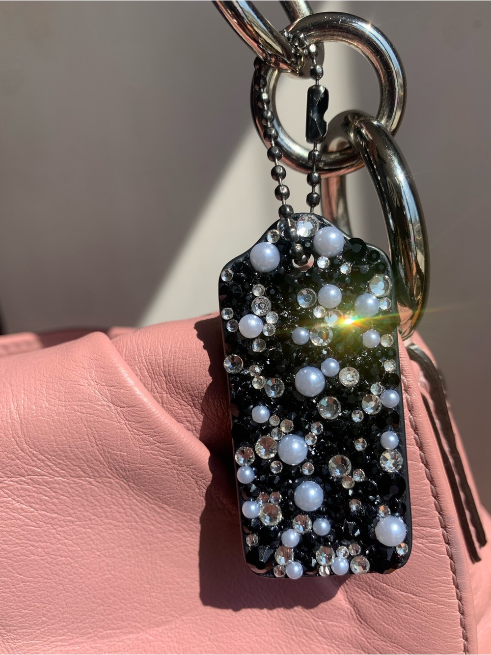 Coach New York Hangtag Charm 2.25” Black custom with rhinestones